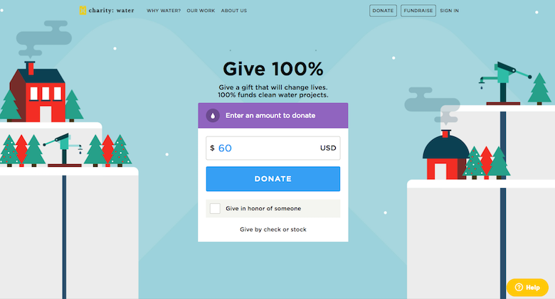 charity water year-end donation page