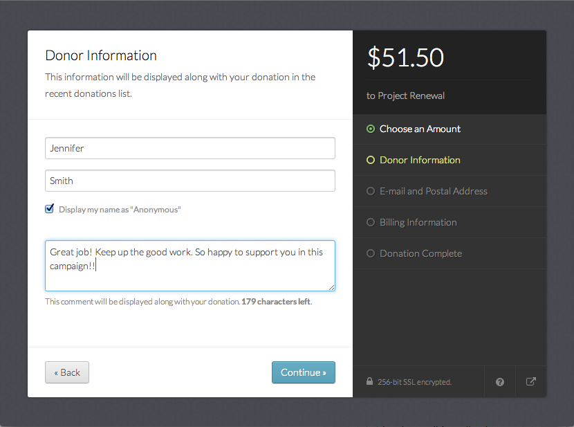 new donation form - 2 donor info