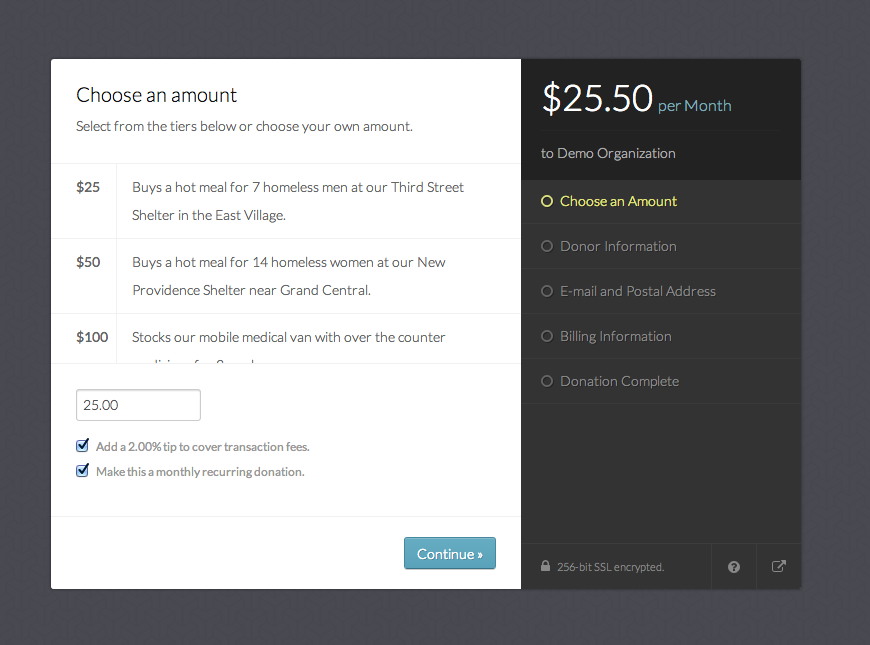 new donation form - recurring