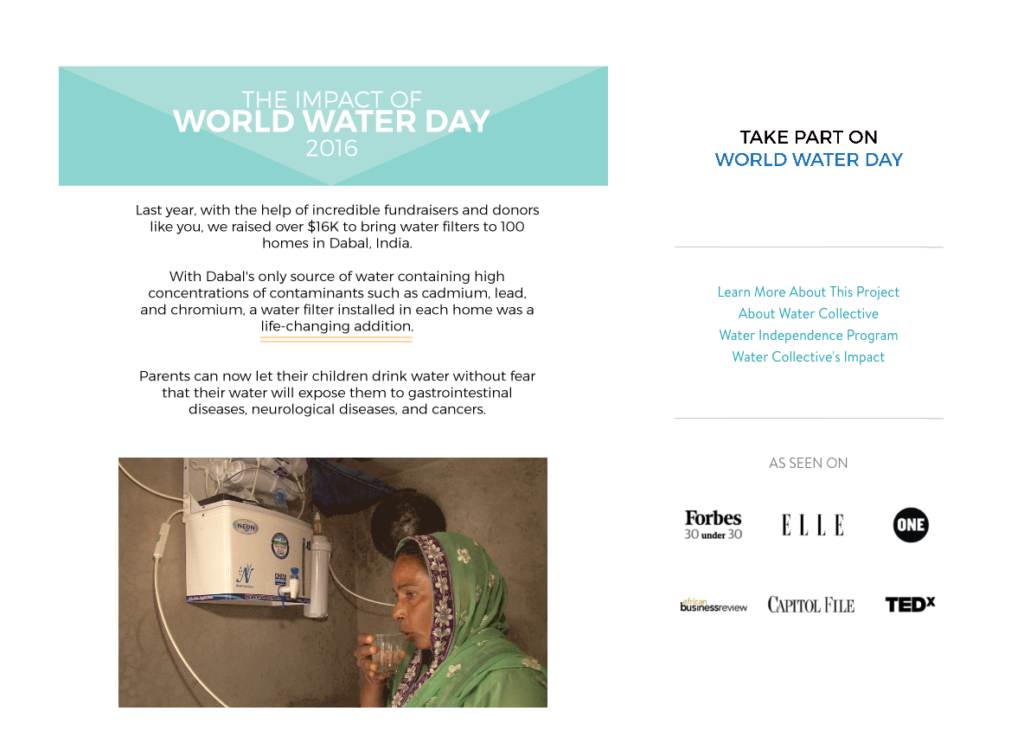 water collective designing a fundraising site